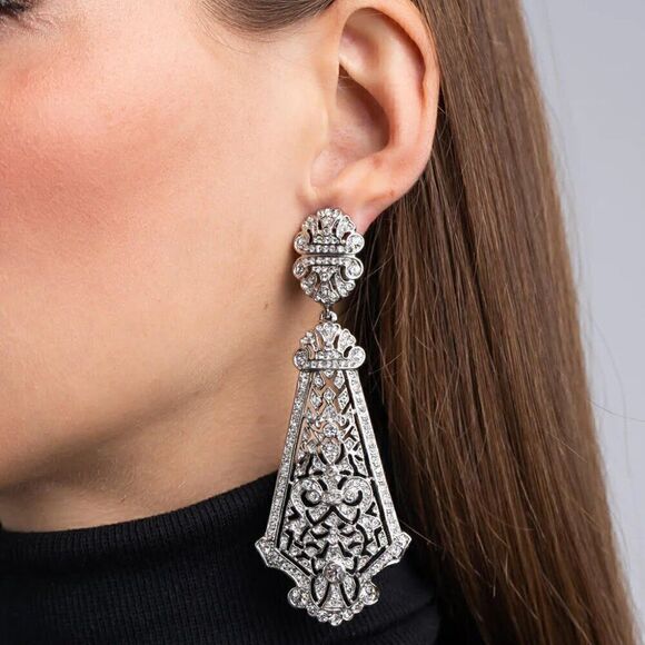 Kenneth Jay Lane Jewelry - NWT Kenneth Jay Lane Crystal Large Party Drop Clip On Dangle Bridal Earrings
